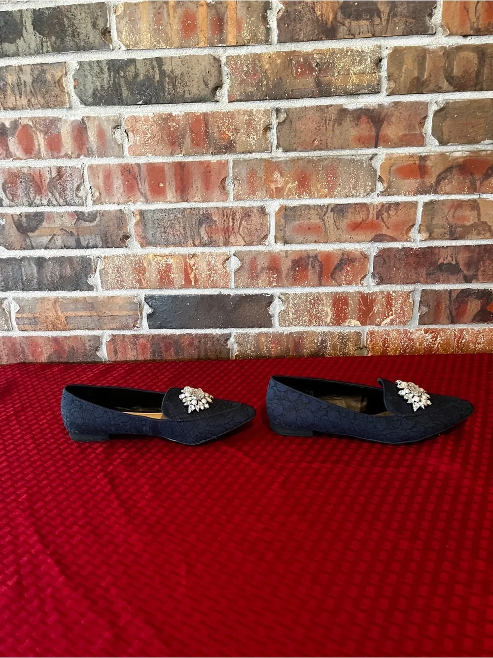 Kelly & Katie Navy Blue Jeweled Slip-On Loafers Size:8 Narrow